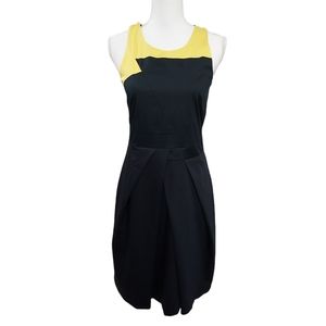 Jil Sander Navy black yellow sheath dress 36/6